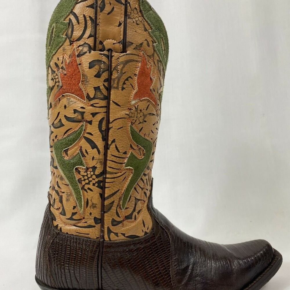 FRYE Lily Lizard Western Cowboy Boots Sz 7.5 B - Picture 4 of 10